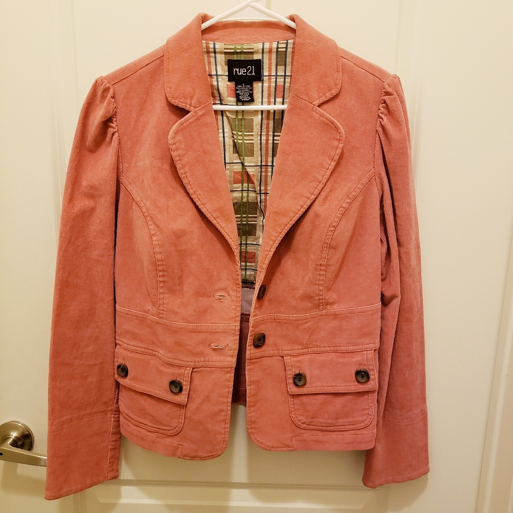 Rue21 Salmon Pink Corduroy peplum jacket